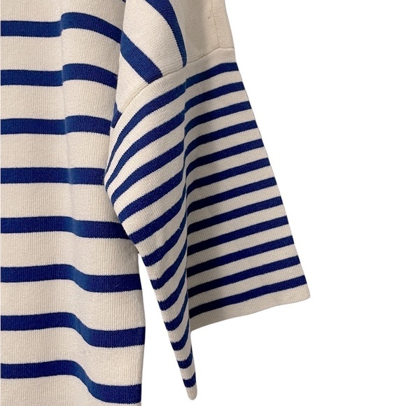 Anne Klein Striped Sweater | Ivory / Cream Blue | Size S - Picture 6 of 11